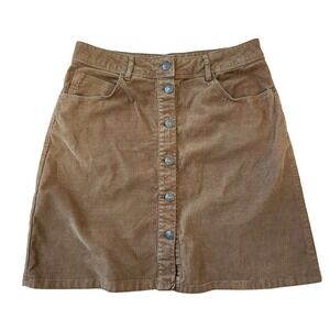 Z1975 Denim ZARA Corduroy Button Front A-Line Cowgirl Skirt Brown Women's Size L